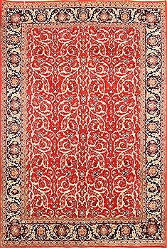 Yazd Red Hand Knotted 6'9" X 9'11"  Area Rug 100-20870