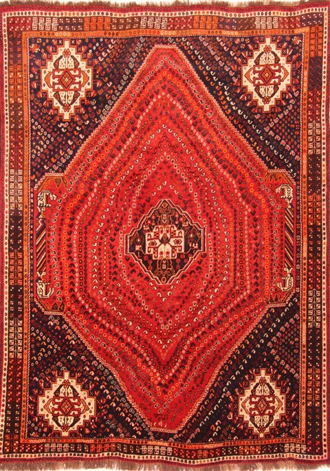 Qashqai Red Hand Knotted 73 X 911 Area Rug 100-20882 Image 0