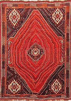 Qashqai Red Hand Knotted 7'3" X 9'11"  Area Rug 100-20882