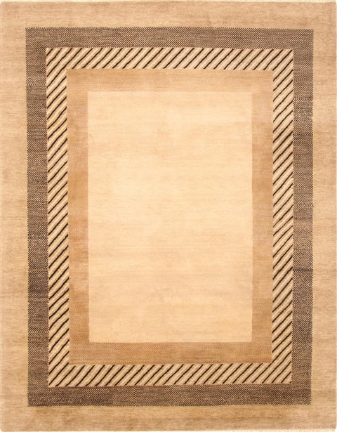 Modern Beige Hand Knotted 80 X 103 Area Rug 250-20890 Image 0