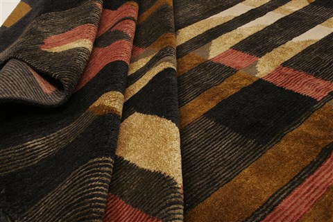 Modern Black Hand Knotted 82 X 911 Area Rug 250-20898 Image 7