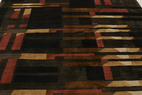 Modern Black Hand Knotted 82 X 911 Area Rug 250-20898 Image 10
