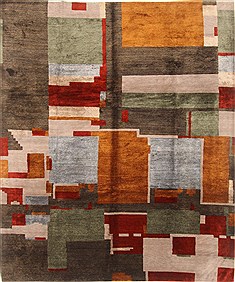 Nepali Modern Multicolor Rectangle 8x10 ft Wool Carpet 20902
