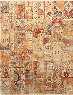 Indian Patchwork Multicolor Rectangle 8x10 ft Wool Carpet 20949
