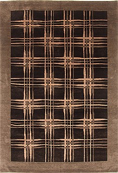 Pakistani Gabbeh Black Rectangle 7x10 ft Wool Carpet 20992