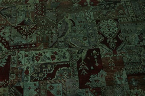 Patchwork Green Hand Knotted 80 X 102 Area Rug 250-20994 Image 7
