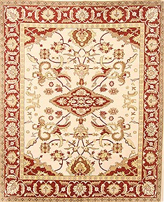 Nepali Sumak Beige Rectangle 8x10 ft Wool Carpet 21011