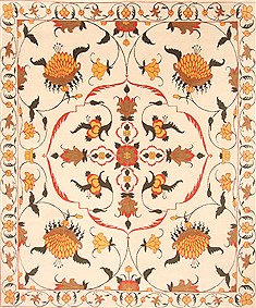 Tibetan Modern White Rectangle 8x10 ft Wool Carpet 21031