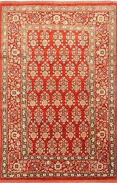 Indian Gabbeh Red Rectangle 7x10 ft Wool Carpet 21036