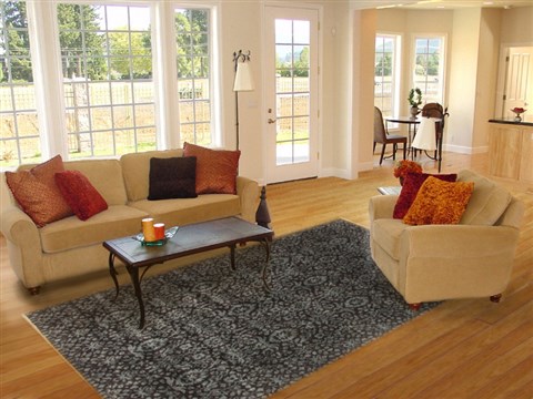 Modern Black Hand Knotted 81 X 101 Area Rug 250-21070 Image 3