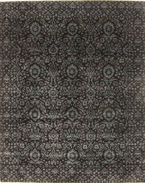 Modern Black Hand Knotted 81 X 101 Area Rug 250-21070 Image 0