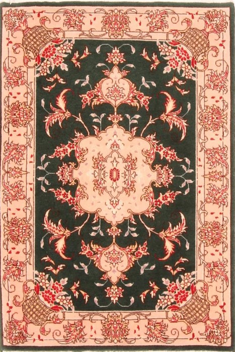 Tabriz Green Hand Knotted 111 X 30  Area Rug 100-21077 Image 0