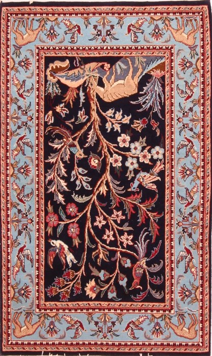 Tabriz Blue Hand Knotted 27 X 43  Area Rug 253-21082 Image 0