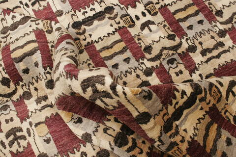Gabbeh Beige Hand Knotted 710 X 101  Area Rug 250-21086 Image 9