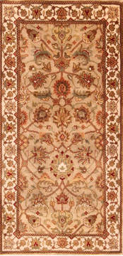 Indian Kashan Brown Rectangle 2x4 ft Wool Carpet 21138