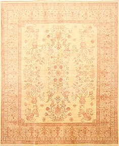Pakistani Pishavar Beige Rectangle 8x10 ft Wool Carpet 21197