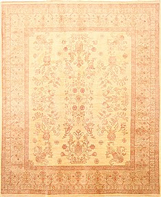Pakistani Pishavar Beige Rectangle 8x10 ft Wool Carpet 21197