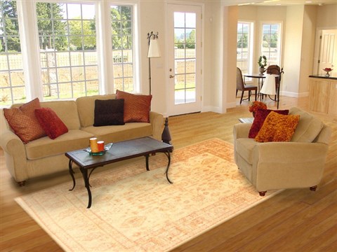 Pishavar Beige Hand Knotted 80 X 100 Area Rug 250-21201 Image 4