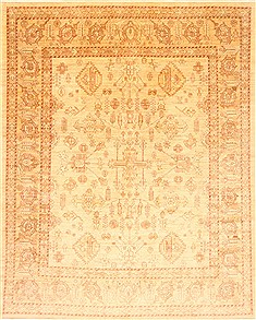 Pakistani Pishavar Beige Rectangle 8x10 ft Wool Carpet 21201