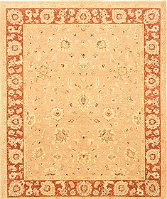 Pakistani Pishavar Beige Rectangle 8x10 ft Wool Carpet 21202