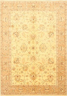 Pishavar Beige Hand Knotted 6'10" X 9'7"  Area Rug 250-21206