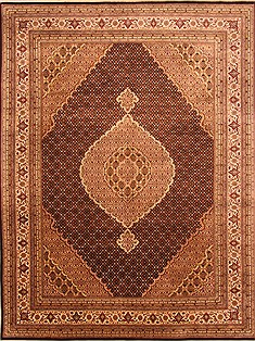 Indian Tabriz Blue Rectangle 9x12 ft Wool Carpet 21207