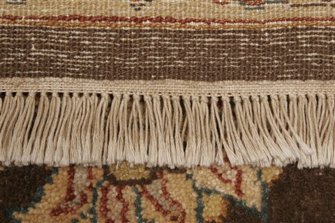 Agra Brown Hand Knotted 82 X 105 Area Rug 250-21210 Image 15