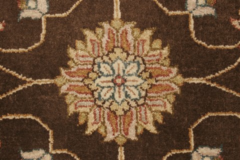 Agra Brown Hand Knotted 82 X 105 Area Rug 250-21210 Image 16