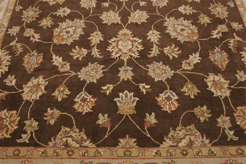 Agra Brown Hand Knotted 82 X 105 Area Rug 250-21210 Image 17