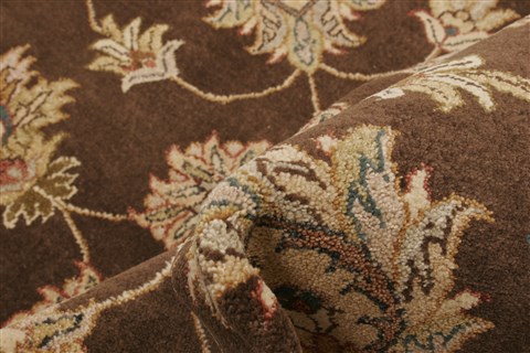 Agra Brown Hand Knotted 82 X 105 Area Rug 250-21210 Image 7