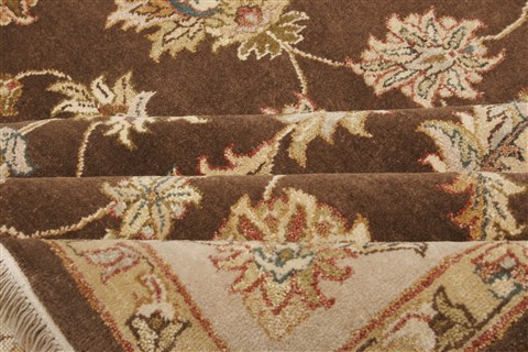 Agra Brown Hand Knotted 82 X 105 Area Rug 250-21210 Image 12
