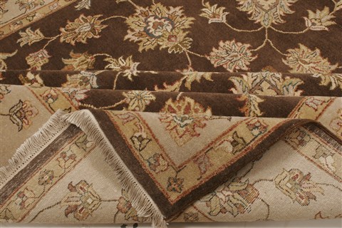 Agra Brown Hand Knotted 82 X 105 Area Rug 250-21210 Image 13