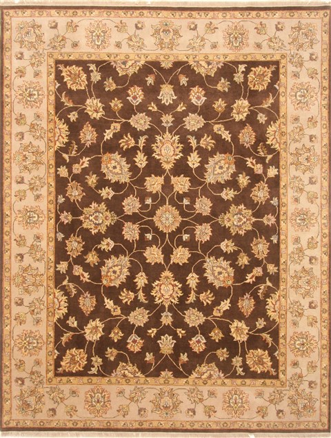 Agra Brown Hand Knotted 82 X 105 Area Rug 250-21210 Image 0