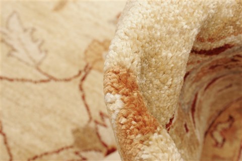 Pishavar Beige Hand Knotted 81 X 99 Area Rug 250-21213 Image 7