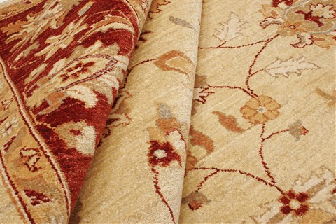 Pishavar Beige Hand Knotted 81 X 99 Area Rug 250-21213 Image 9