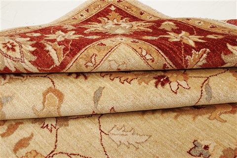Pishavar Beige Hand Knotted 81 X 99 Area Rug 250-21213 Image 10