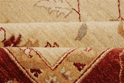 Pishavar Beige Hand Knotted 81 X 99 Area Rug 250-21213 Image 11