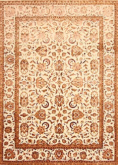 Indian Kashan Beige Rectangle 9x12 ft Wool Carpet 21214