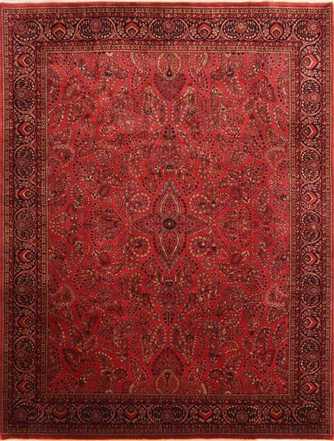 Sarouk Red Hand Knotted 811 X 118  Area Rug 253-21216 Image 0