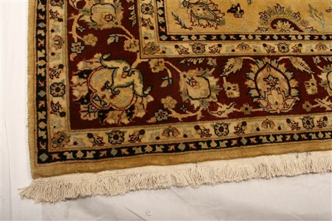 Kashan Beige Hand Knotted 61 X 811  Area Rug 253-21217 Image 16