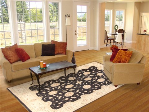 Chobi Black Hand Knotted 710 X 910  Area Rug 300-21225 Image 4