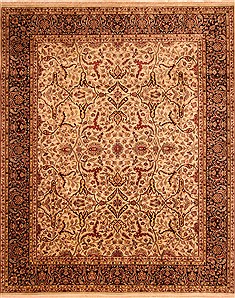 Indian Indo-Nepal Brown Rectangle 8x10 ft Wool Carpet 21247
