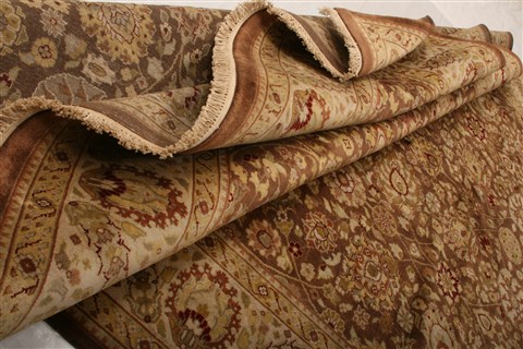 Kashan Beige Hand Knotted 711 X 99  Area Rug 253-21255 Image 35