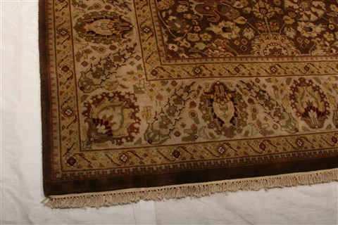 Kashan Beige Hand Knotted 711 X 99  Area Rug 253-21255 Image 22