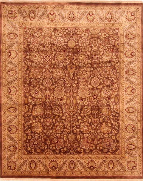 Kashan Beige Hand Knotted 711 X 99  Area Rug 253-21255 Image 0