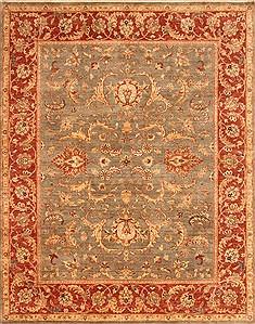 Indian Chobi Blue Rectangle 8x10 ft Wool Carpet 21257