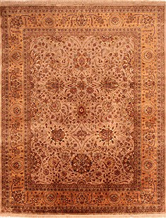 Indian Tabriz Yellow Rectangle 8x10 ft Wool Carpet 21267