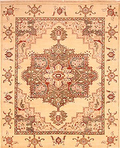 Heriz Beige Hand Knotted 8'0" X 9'11"  Area Rug 100-21268