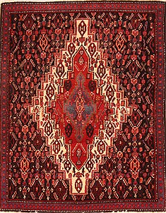 Persian Senneh Black Square 4 ft and Smaller Wool Carpet 21299