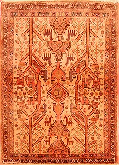 Shahre Babak Yellow Hand Knotted 3'0" X 4'3"  Area Rug 100-21309
